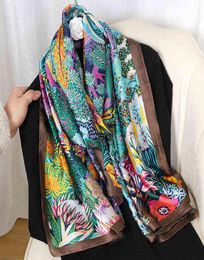 Sarongs 2022 Luxury New Brand Designer Silk Scarf Female Foulard Bandana Long Shawls Wraps Spring Neck Scarves Pashmina Lady Hijab2787472