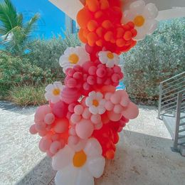 Party Decoration 113pcs Orange Latex Balloon Daisy Wreath Wedding Arch Set Baby Shower Birthday Anniversary Background Supplies