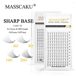 False Eyelashes MASSCAKU Faux Mink 12rows Boundles Soft Natural Sharp Root Lash Hand-Made Premade Volume Fans Eyelash Extensions