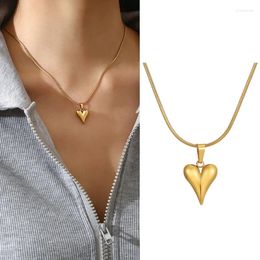 Chains Titanium Steel 18K Gold Colour Heart Love Necklace Earrings Trendy For Women Party Waterproof Jewellery Gift