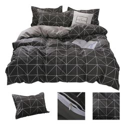 Luxury Bedding Sets King Queen Double Single Size Plaid Bed Linens Cotton Sheet Lattice Design Duvet Cover Set Black5780925