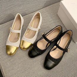 Dress Shoes Brand Design Leather Custom High-Heeled Single Retro Color Matching Round Head Square Heel Metal Buckle Women's