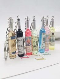 Cute Novelty Resin Beer Wine Bottle Keychain Assorted Color for Women Men Car Bag Keyring Pendant Accessories Wedding Party Gift9487489