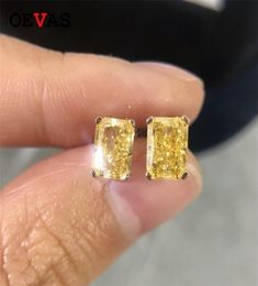 OEVAS Classic 100 925 Sterling Silver Created Citrine Gemstone Earrings Ear Studs Wedding Fine Jewellery Whole 2202167061632