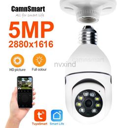 IP Cameras 5MP TUYA Ycc365 E27 Bulb Monitoring Camera Wifi Night Vision Full Color Automatic Track 4x Zoom Video Indoor Safety Monitor d240510