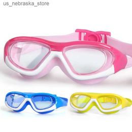 Diving Goggles Childrens goggles for boys waterproof and anti fog high-definition swimming girls large box cap set children Q240410