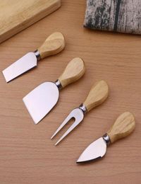 100sets 4pcsset Oak Wood Wooden Handle Knife Fork Shovel Kit Butter Spreader Graters For Cutting Baking Chesse Board tool tools9726842