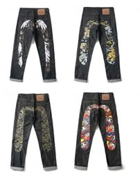 Retro Y2k jeans American Hip Hop Fashion Print Jeans Male Harajuku Punk Gothic Wide Pants Couple Casual Straight Street Wear 240509