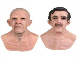 Latex Mask Bald Old Man Woman Full Head Halloween Realistic Funny Scary Adult Rubber Elder Costume Party Cosplay Decor Prop New L25526072