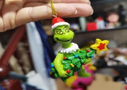 Party Favor Grinch Christmas Ornaments Tree Xmas Decorations Creative Decoration Resin pendants Accessories chrilden gift9009701