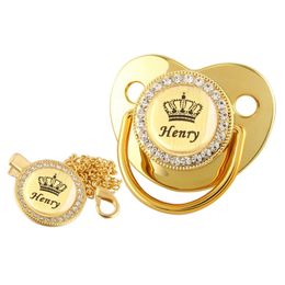Customised Name Crown Baby Pacifier With Chain Clip 240510