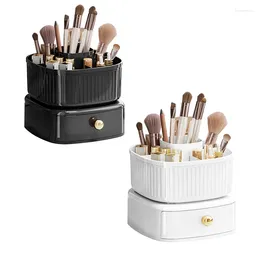 Storage Boxes Stackable Makeup Organiser Brush Holder With 360°Rotating Tray Cosmetic Shelf