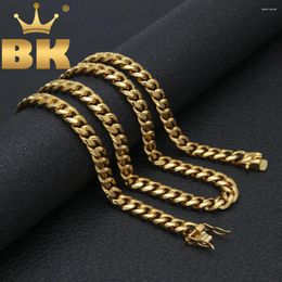 Chains TBTK Solid Clasp Stainless Steel Cuban Link Chain Top Quality 8/10/12/14mm Choker Necklace Fashion Hiphop Men Jewellery