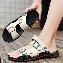 Sandals Men Belt Buckle Fashion Trend Large Size Solid Colour Slippers Comfortable Casual Soft Sole Non-slip Beach Shoes