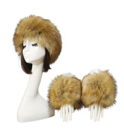 Visors Set Accessory Solid Colour Thickened Furry Hat For Daily Life Women Headband Gloves Wrist SleevesVisors6597767