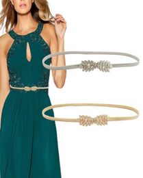 Belts Fashion Elastic For Women Gold Silver Flower Leaf Metal Woman Waist Belt Female Ladies Girl Dress Pasek Damski6818824