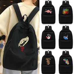 Backpack Unisex Shoulder Casual Hand Series Print Hiking Travel Laptop Outdoor Sport School Bag Large Capacity Rucksack