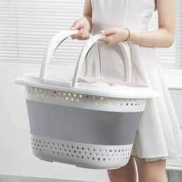18L476Gla Folding Laundry Basket Household Wallmountable Storage Suitable For Bathrooms And Rooms 240510
