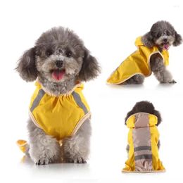 Dog Apparel Rain Jacket Waterproof Wind-proof Wear-Resistant Contrasting Colours Hooded Reflective Polyester Puppy Cloak
