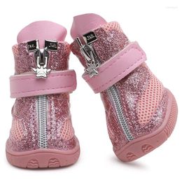 Dog Apparel Bling Spring Summer Pet Shoes Breathable Mesh Boots Anti-slip Small Sandals