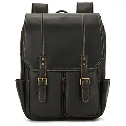 Backpack Real Cow Leather Men Luxury Business Laptop Bagpack For Male School Bag Travel Men's Daypack