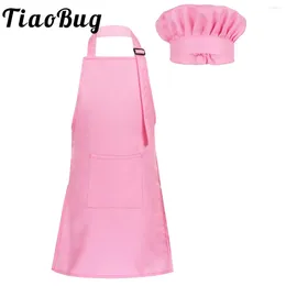 Clothing Sets Kids Unisex Kitchen Cooking Apron Chirdren Adjustable Aprons And Chef Hat Set Cook Uniform Baking Painting Training Wear