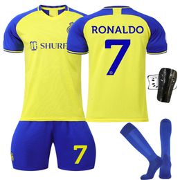 Soccer Sets/Tracksuits Mens Tracksuits 2223 Al-Nassr FC Home No. 7 Ronaldo Football Shirt Set Saudi Arabia League Yellow jersey with socks