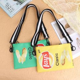 Shoulder Bags Funny Potato Chips Women Crossbody Handbag 2024 Fashion Canvas Bag Mini Cartoon Printing Girl Envelope Female