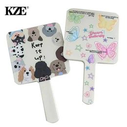 Compact Mirrors Cartoon pattern printed handheld vanity mirror makeup cute girl small compact Q240509