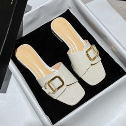 Slippers 2024 Summer Fashion Brand Design Women's Cool Korean Low-heeled Leather Open-toe Sandals 41-43 Big Yards