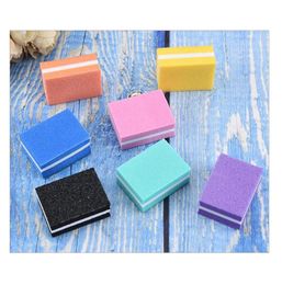 200pcslot mini colorful sandwich nail file buffer block pink sanding tools pedicure file nail art manicure accessories8196678