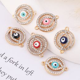 Crystal Evil Eye Charms Turkish Lucky Blue Eye Charms Connectors for Bracelet Earrings Necklace DIY Pendants Jewelry