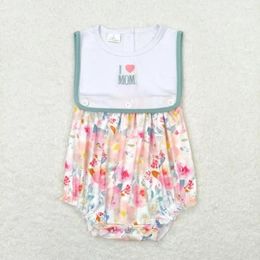 Clothing Sets Short Sleeve Embroidery I Love Mom Floral Bubble Boutique Girls Set RTS Summer Jumpsuit Baby Clothes Boys Romper