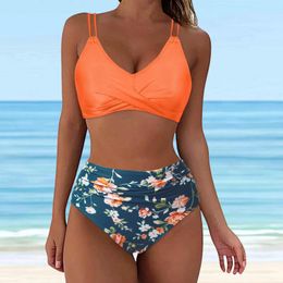 Women's Swimwear Women High Waisted Bikini Sexy Push Up Two Piece Swimsuits Vintage Swimsuit Retro Swimming Suits For Teens With Shorts