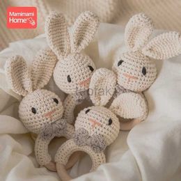 Teethers Toys 1Pc Baby Teeth Wooden Crochet Rattle Toy BPA Woodless Rodent Rabbit Rattle Baby Mobile Game Gym Neonatal Education Toy Gift d240509