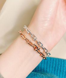 Link Chain Stainless Steel Link Cable Hands Bracelets For Women Men Rose Gold Silver Color Circle Bracelet Jewelry Gifts5958280