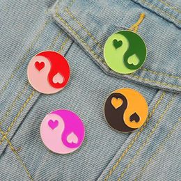 Brooches Yin Yang Taichi Enamel Pins Custom Circular Candy Colour Contrast Splicing Shirt Lapel Backpack Badge Balance Jewellery For Friends