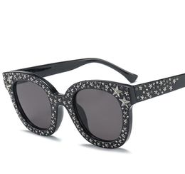 New Luxury Sunglasses for Women Crystal Square Sunglasses Mirror Retro Full Star Sun Glasses Female Black Grey Shades8657022