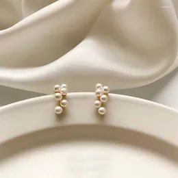 Stud Earrings White Pineapple Pearl For Women Simple Small Korean Zinc Alloy Cute Brincos Wedding Party Fashion Jewellery