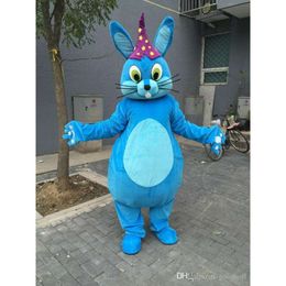 Mascot Costumes Customised Blue Cartoon Cute Bunny Garment Mall Stage Performances Animal Rabbit Mascot Costume Party Brit