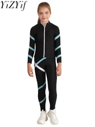 Women's Swimwear Girls Figure Skating Costume Long Sleeve Jacket With Practice Leggings Pants For Ice Professional Competition Training
