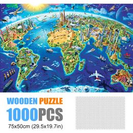 1000 Pieces Wooden Puzzles Jigsaw Puzzl Paper Educational Toys for Adult Bedroom Decoration Stickers with Storage Bag 75x50cm 240509
