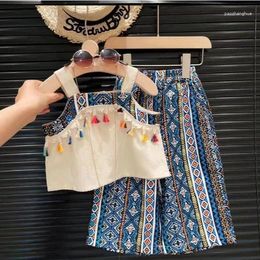 Clothing Sets 2024 Summer Girl Set Design Tank Top And Pants Two Piece Baby Sweet Cute Designable Clothes