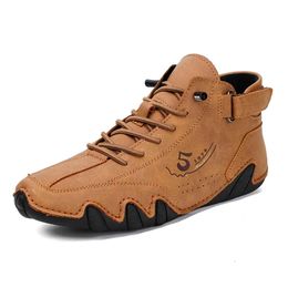 Ankle Leather Boots Men Fashion High Top Casual Shoes Handmade Botines Hombre Botte Homme Plus Big Size 48 49 50
