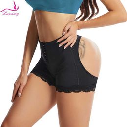 Waist Tummy Shaper LAZAWG Womens Hip Lift Underwear with Holes Breast Control Booster Short Boots Push Up Q240509