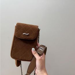 10A Fashion Women Luxury Oblique Suede Suede Strap Mobile Bag Frosted Chain Bag Bag Shoulder Strap Bag 2-in-1 Phone Bag Design Shoulder Dtgp