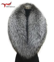 Winter female 100 Silver Fox Fur Collar Full Leather Red Fox Scarf Shawl Real Plush Coat Leather Jacket Fur Collar Scarf women 208968802