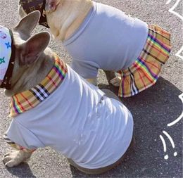 Dog Apparel Pet Shirt Spring Summer Chequered T-shirt Skirt Breathable Summer Clothes Casual Clothing For Small Large Dogs Cats T-shirt