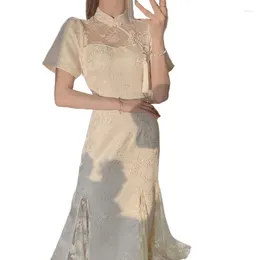 Ethnic Clothing Chinese Style Improved White Cheongsam For Women Dress