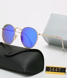 NEW Classic Round Sunglasses Brand Design UV400 Eyewear Metal Gold Frame Sun Glasses Men Women Mirror 3447 Sunglasses Polaroid gla1967025